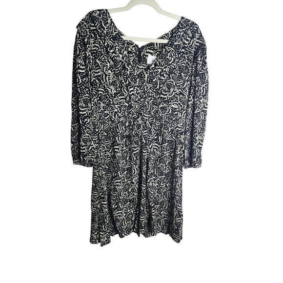 BA&SH Lia printed pleated crepe mini dress sz 8 3/4 sleeve beachy festival boho - Picture 1 of 12